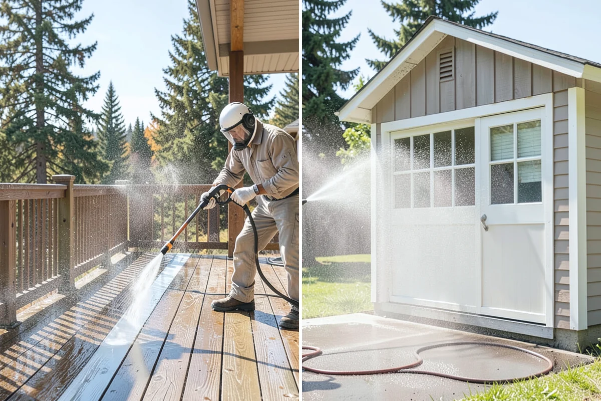 Concrete Pad Cleaning in Wilkeson, Pierce County, WA - Clear loose debris from and around the pad