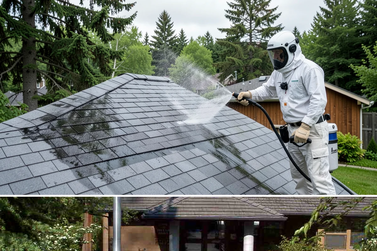 Concrete Pad Cleaning in Yarrow Point, King County, WA - These shaded pads benefit from a summer cleaning when reduced rainfall slows the moss that otherwise returns quickly.