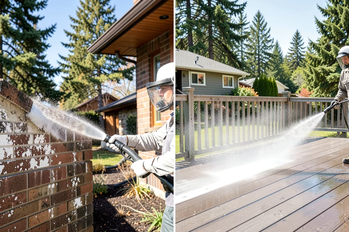 Concrete Patio Cleaning in Arlington, Snohomish County, WA - Move furniture and clear the slab of debris