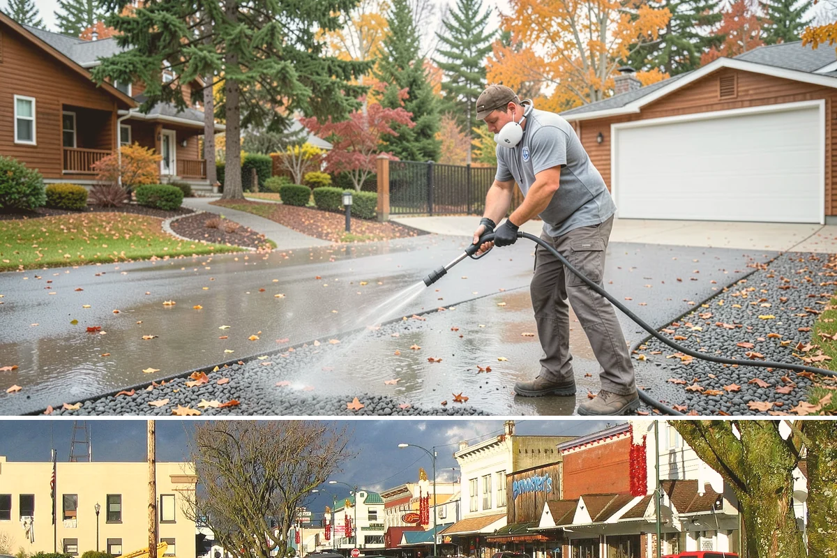 Concrete Patio Cleaning in Arlington, Snohomish County, WA - Clean concrete patios in late spring so they are ready for peak Northwest patio season.