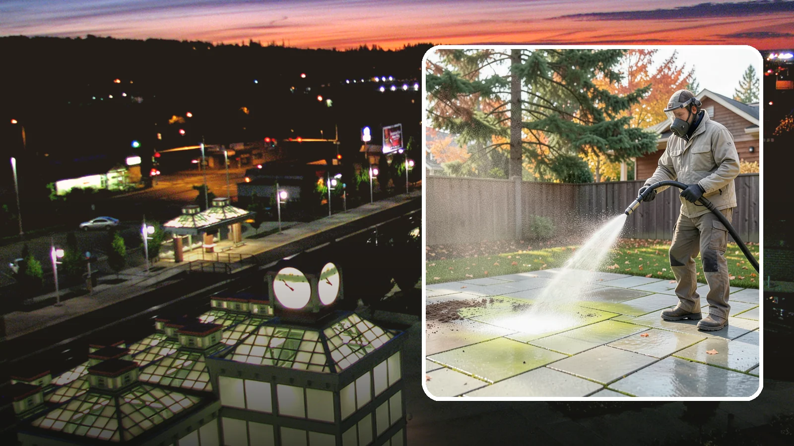 Concrete Patio Cleaning in Auburn, King County, WA - Deep-clean concrete patios to lift the green algae haze that overcast Washington summers encourage.