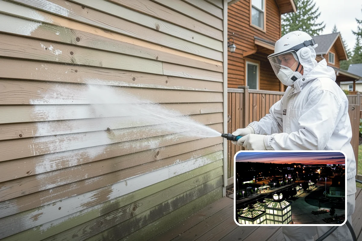 Concrete Patio Cleaning in Auburn, King County, WA - Erases the green algae haze from the whole slab