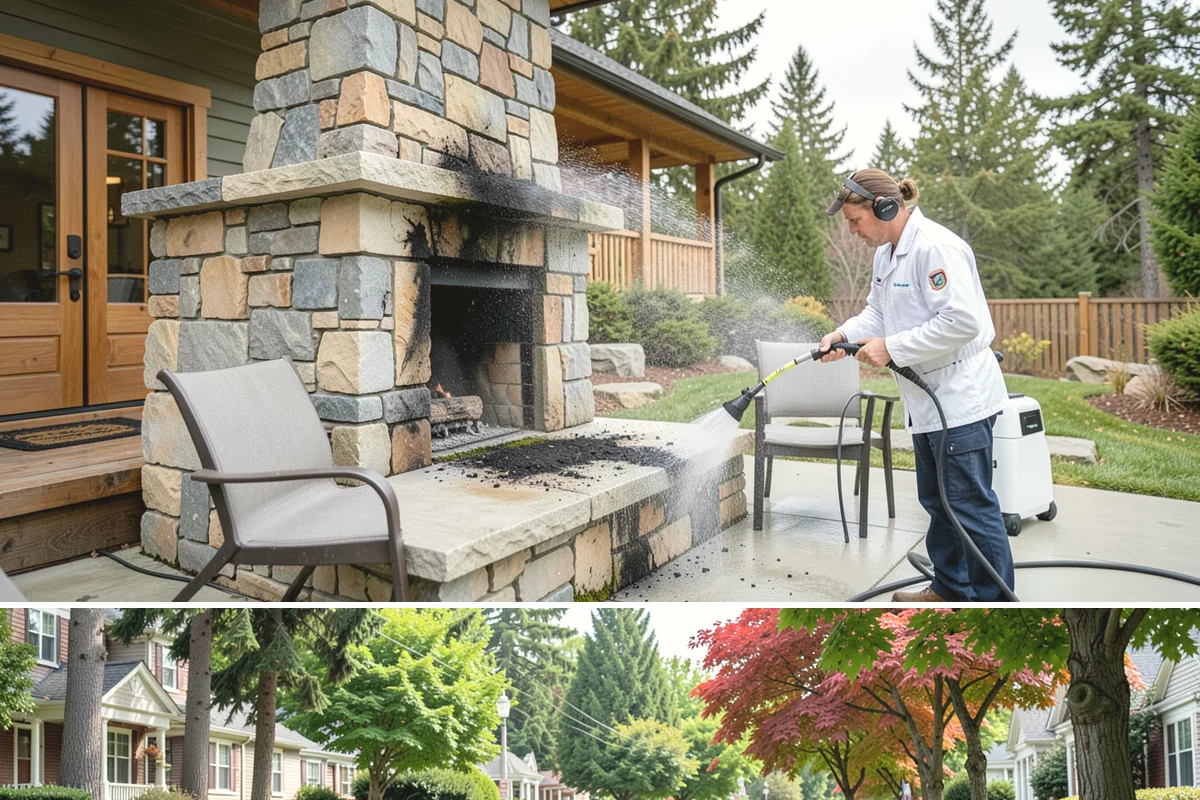 Concrete Patio Cleaning in Beaux Arts Village, King County, WA - Clean concrete patios in late spring so they are ready for peak Northwest patio season.
