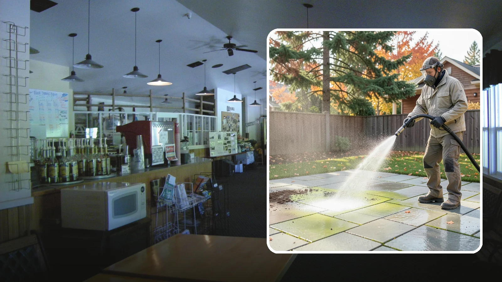Concrete Patio Cleaning in Black Diamond, King County, WA - Deep-clean concrete patios to lift the green algae haze that overcast Washington summers encourage.