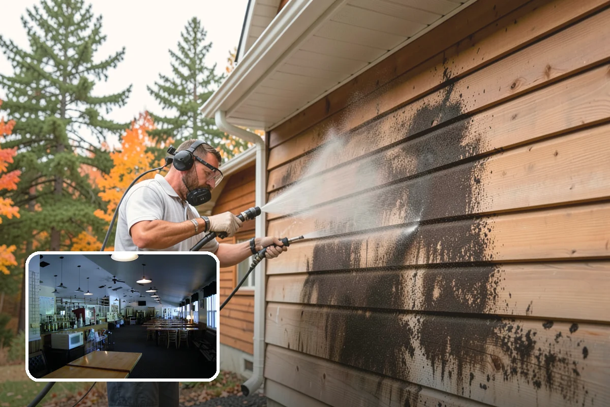 Concrete Patio Cleaning in Black Diamond, King County, WA - Erases the green algae haze from the whole slab