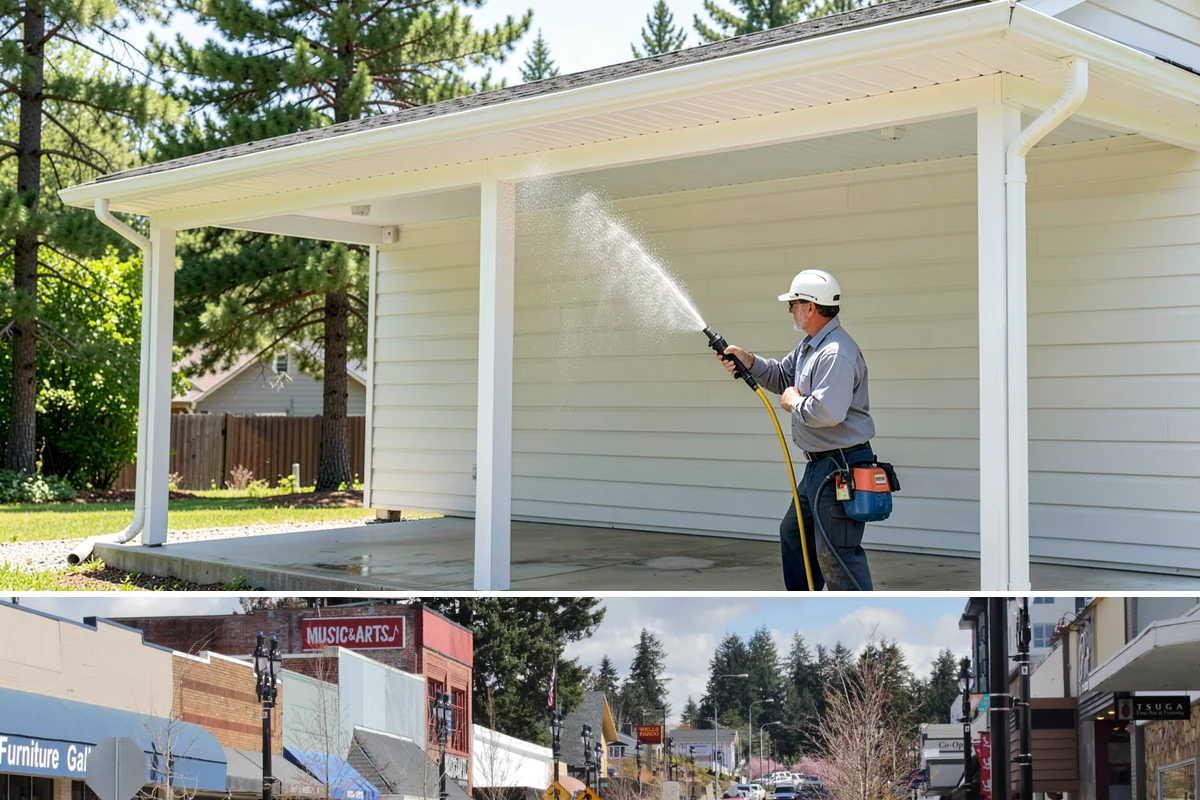 Concrete Patio Cleaning in Bothell, King County, WA - Clean concrete patios in late spring so they are ready for peak Northwest patio season.