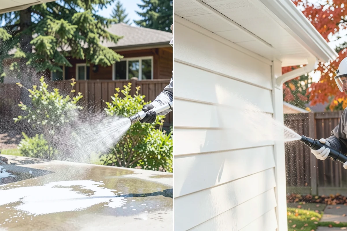 Concrete Patio Cleaning in Buckley, Pierce County, WA - Move furniture and clear the slab of debris