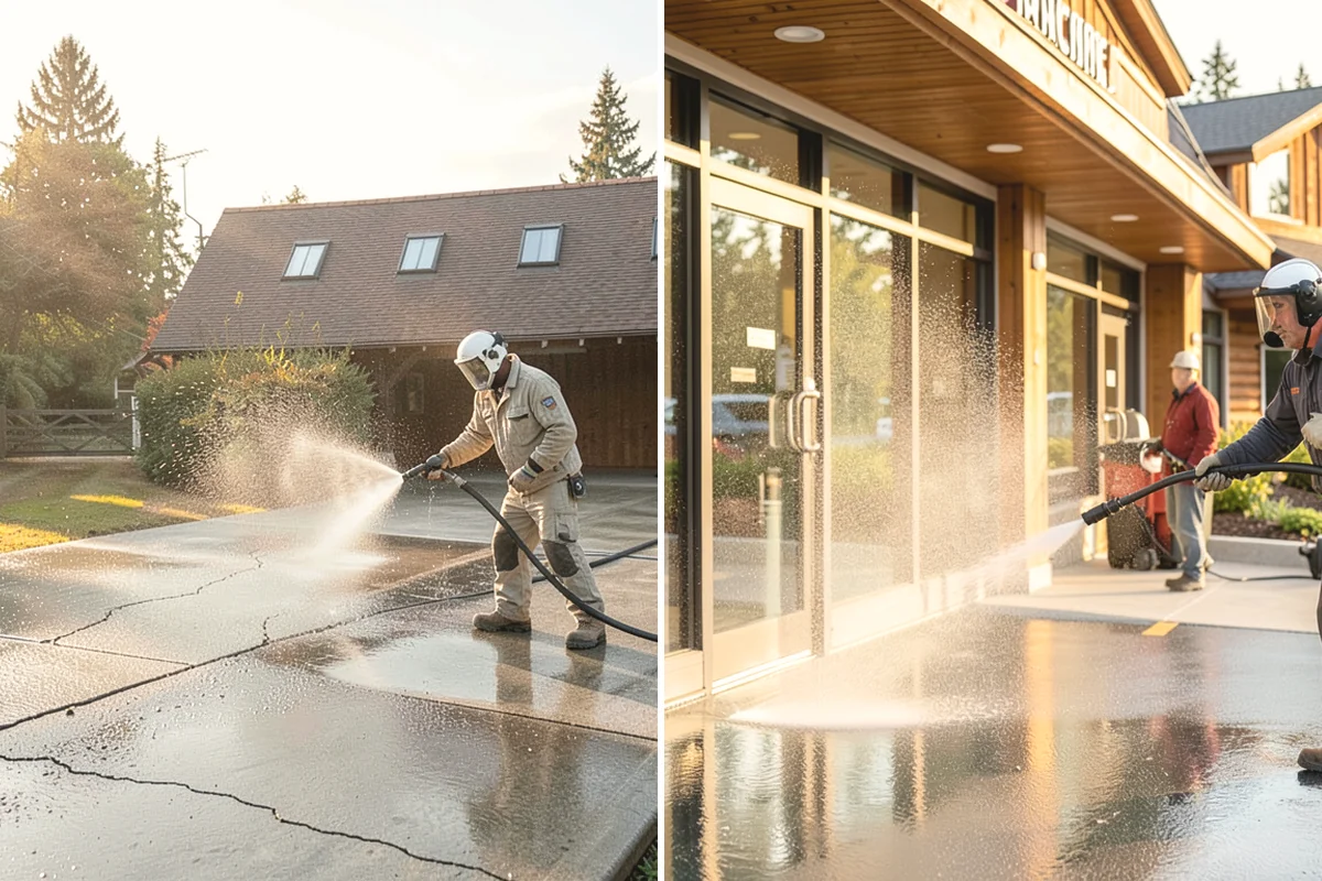Concrete Patio Cleaning in Burlington, Skagit County, WA - Move furniture and clear the slab of debris