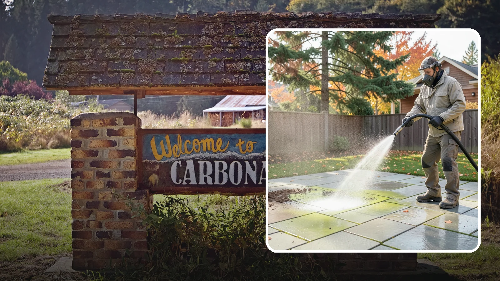Concrete Patio Cleaning in Carbonado, Pierce County, WA - Deep-clean concrete patios to lift the green algae haze that overcast Washington summers encourage.