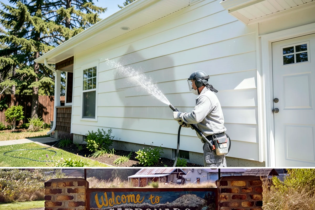 Concrete Patio Cleaning in Carbonado, Pierce County, WA - Clean concrete patios in late spring so they are ready for peak Northwest patio season.