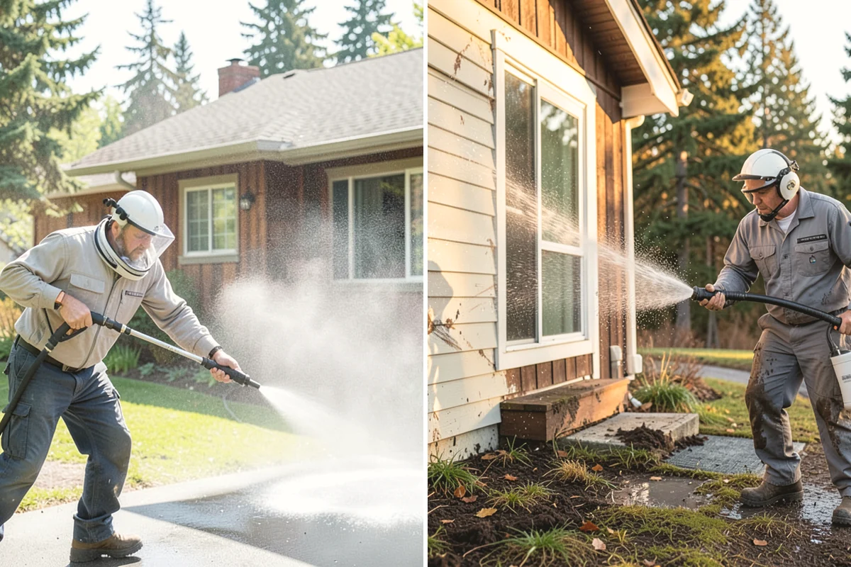 Concrete Patio Cleaning in Carnation, King County, WA - Move furniture and clear the slab of debris