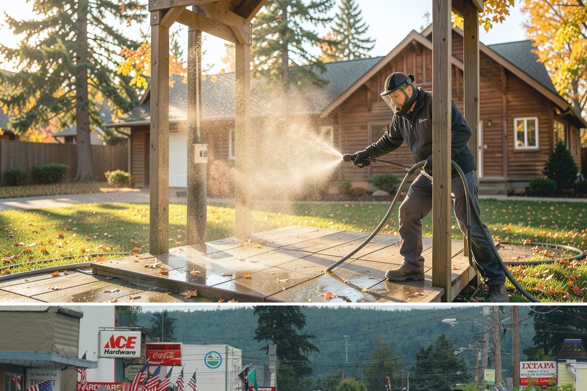 Concrete Patio Cleaning in Carnation, King County, WA - Clean concrete patios in late spring so they are ready for peak Northwest patio season.