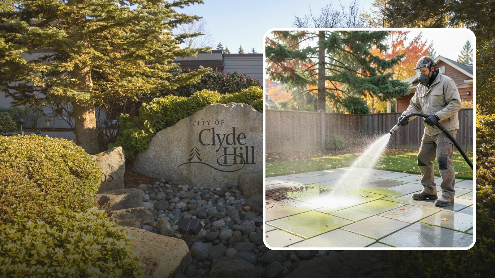Concrete Patio Cleaning in Clyde Hill, King County, WA - Deep-clean concrete patios to lift the green algae haze that overcast Washington summers encourage.