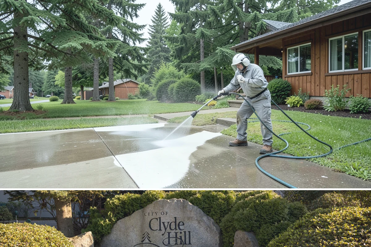 Concrete Patio Cleaning in Clyde Hill, King County, WA - Clean concrete patios in late spring so they are ready for peak Northwest patio season.