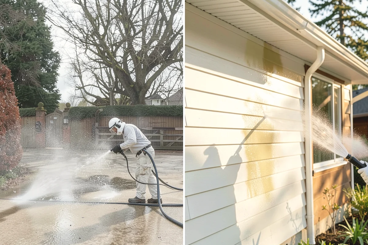 Concrete Patio Cleaning in Covington, King County, WA - Move furniture and clear the slab of debris