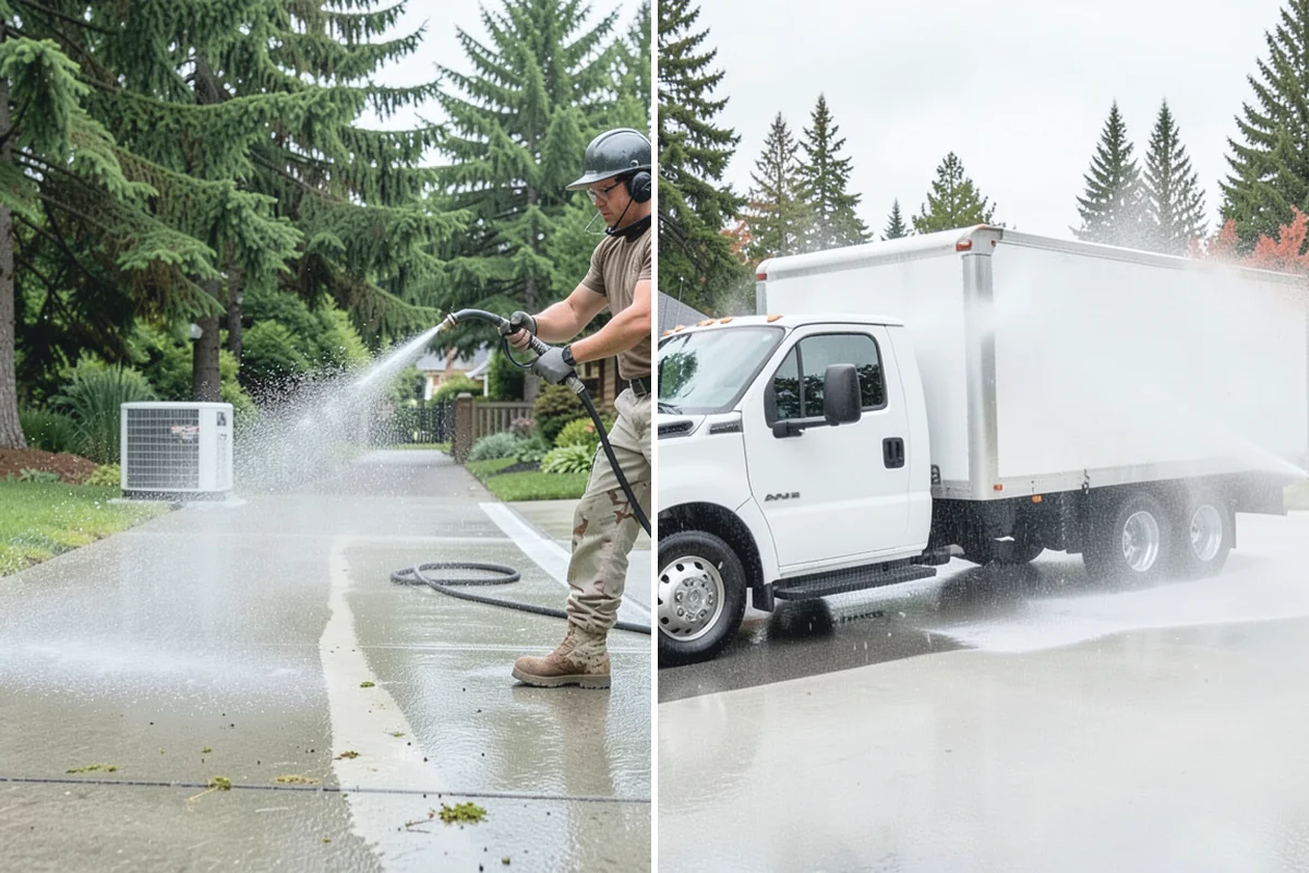 Concrete Patio Cleaning in Darrington, Snohomish County, WA - Move furniture and clear the slab of debris