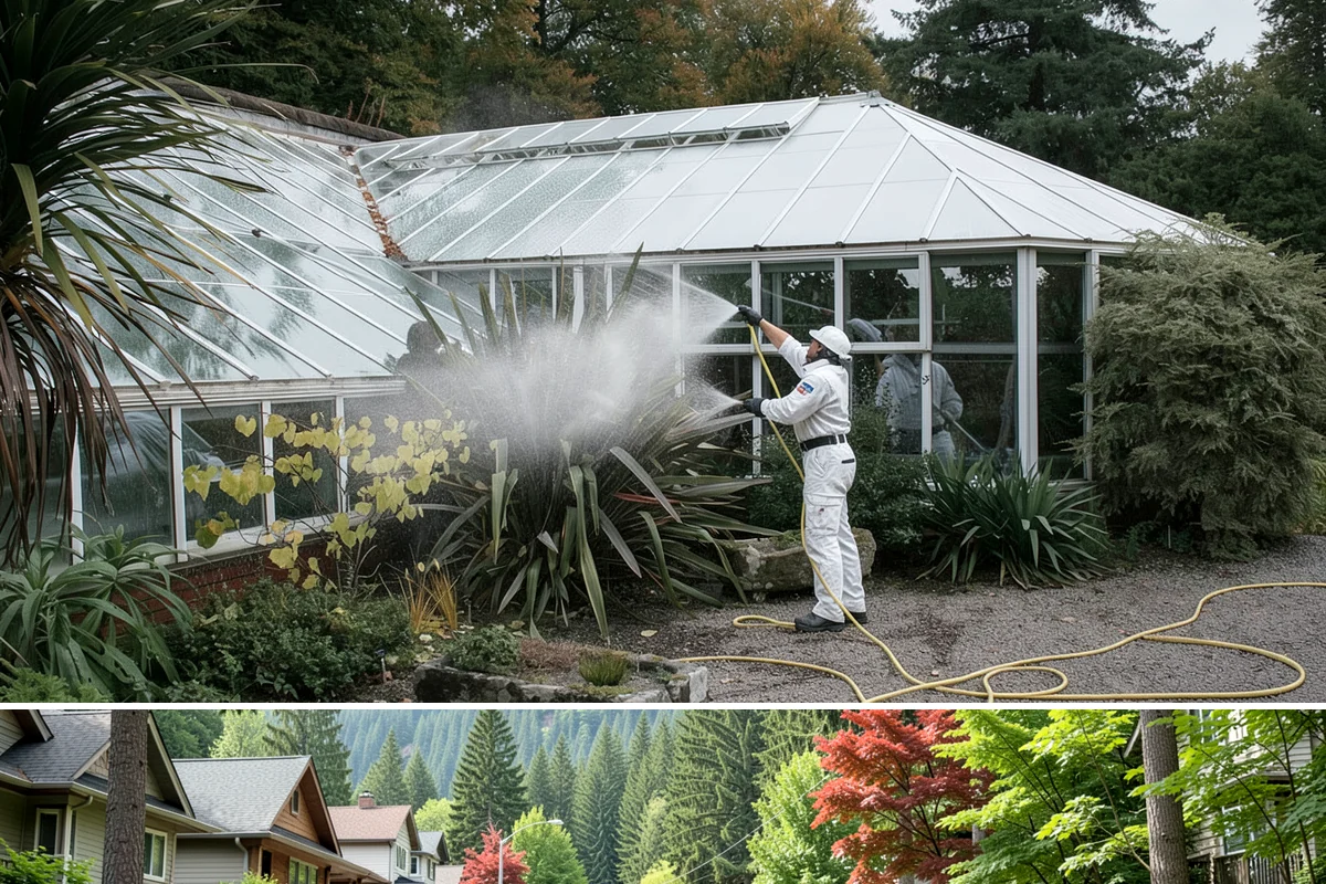 Concrete Patio Cleaning in Darrington, Snohomish County, WA - Clean concrete patios in late spring so they are ready for peak Northwest patio season.