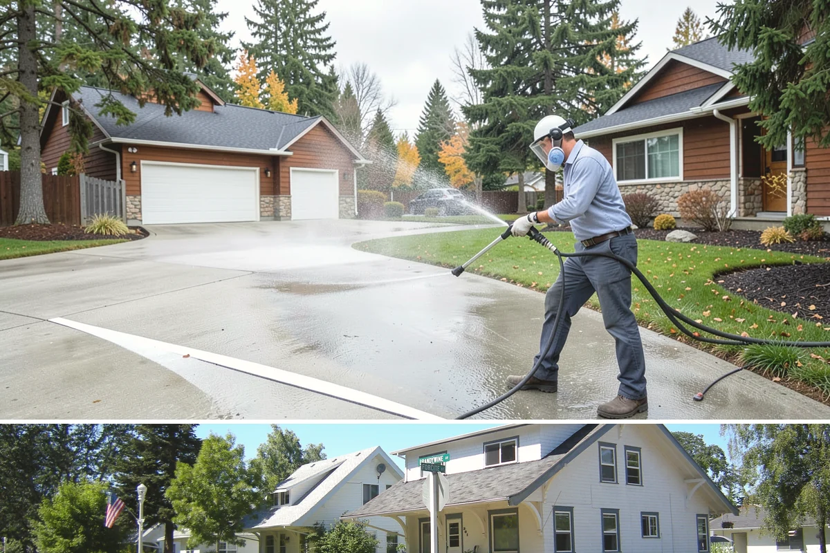 Concrete Patio Cleaning in DuPont, Pierce County, WA - Clean concrete patios in late spring so they are ready for peak Northwest patio season.