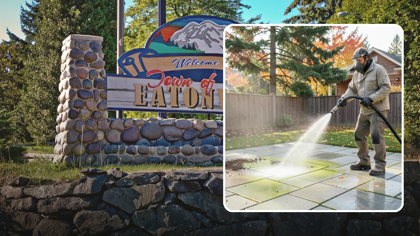 Concrete Patio Cleaning in Eatonville, Pierce County, WA - Deep-clean concrete patios to lift the green algae haze that overcast Washington summers encourage.