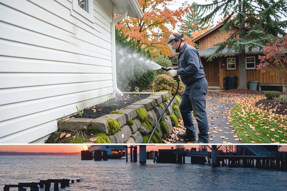 Concrete Patio Cleaning in Edmonds, Snohomish County, WA - Clean concrete patios in late spring so they are ready for peak Northwest patio season.