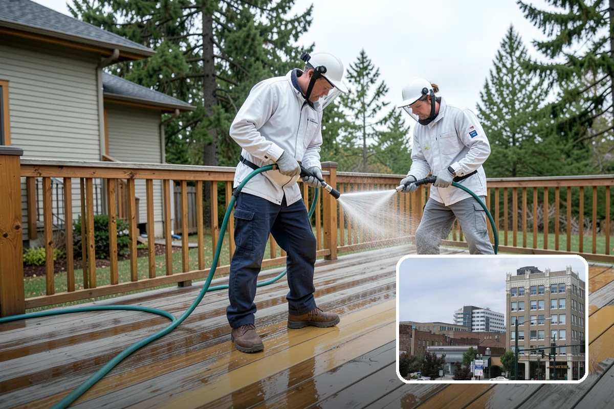 Concrete Patio Cleaning in Everett, Snohomish County, WA - Erases the green algae haze from the whole slab