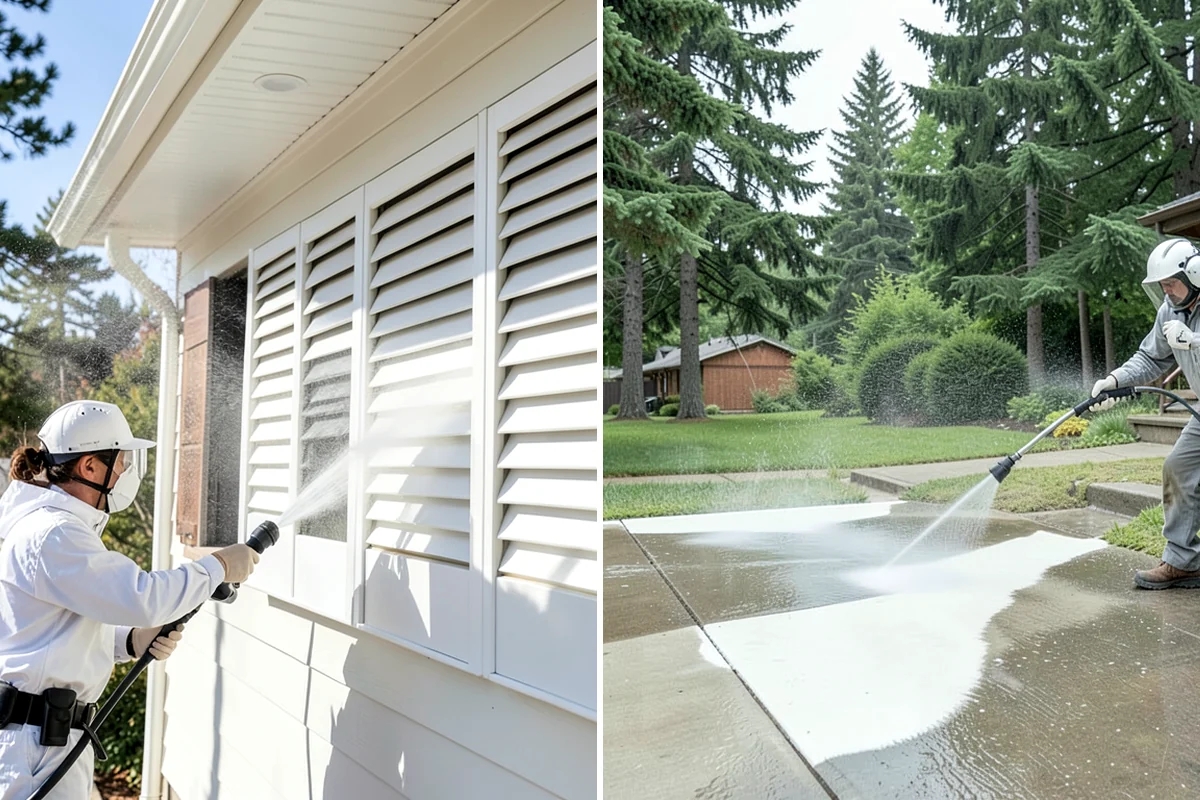Concrete Patio Cleaning in Gig Harbor, Pierce County, WA - Move furniture and clear the slab of debris
