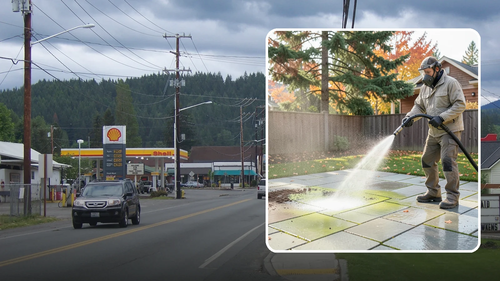 Concrete Patio Cleaning in Granite Falls, Snohomish County, WA - Deep-clean concrete patios to lift the green algae haze that overcast Washington summers encourage.