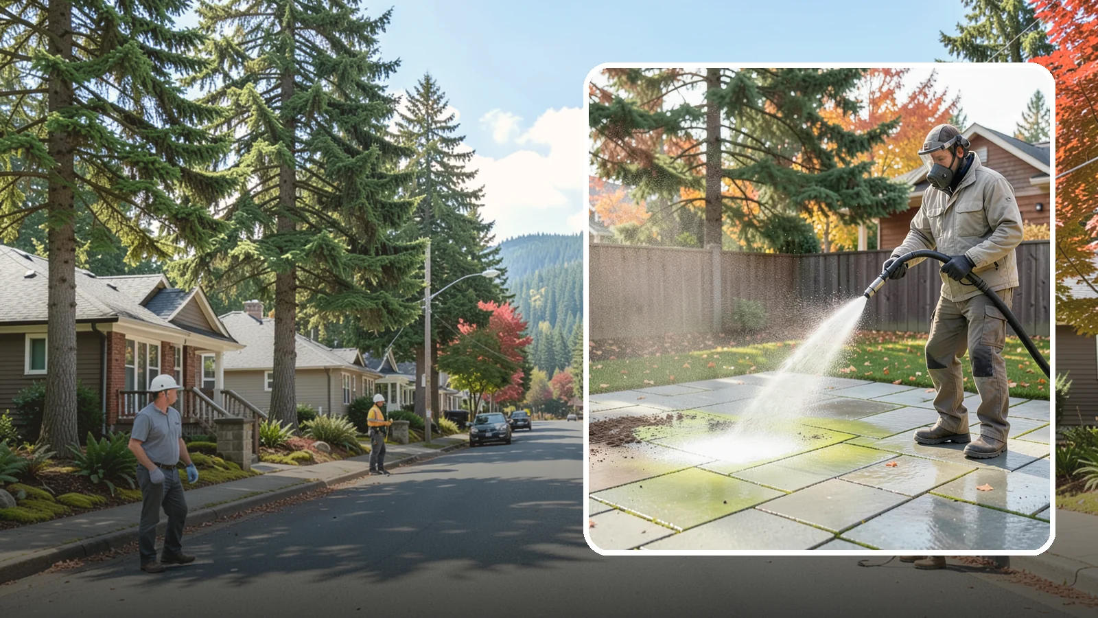 Concrete Patio Cleaning in Hunts Point, King County, WA - Deep-clean concrete patios to lift the green algae haze that overcast Washington summers encourage.