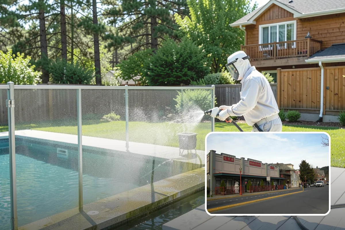 Concrete Patio Cleaning in Issaquah, King County, WA - Erases the green algae haze from the whole slab