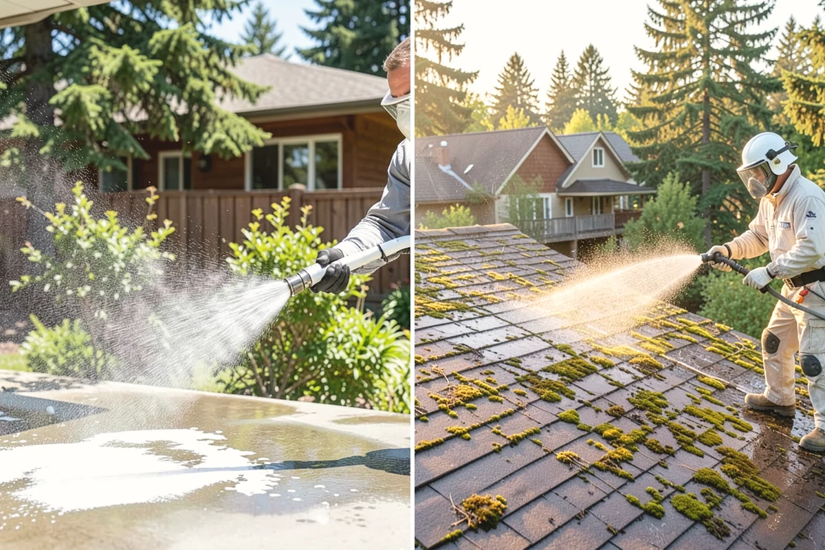 Concrete Patio Cleaning in Issaquah, King County, WA - Move furniture and clear the slab of debris