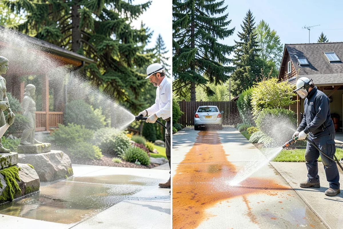 Concrete Patio Cleaning in Kenmore, King County, WA - Move furniture and clear the slab of debris