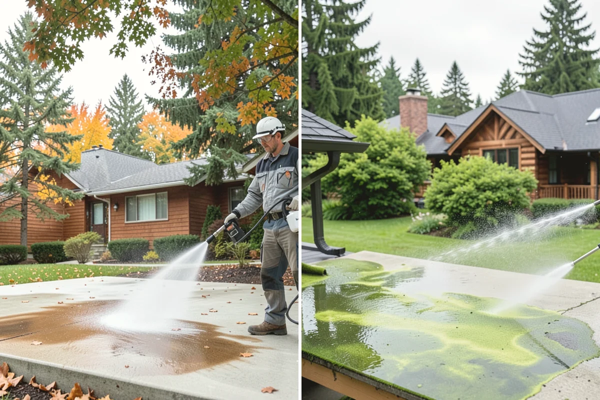Concrete Patio Cleaning in La Conner, Skagit County, WA - Move furniture and clear the slab of debris