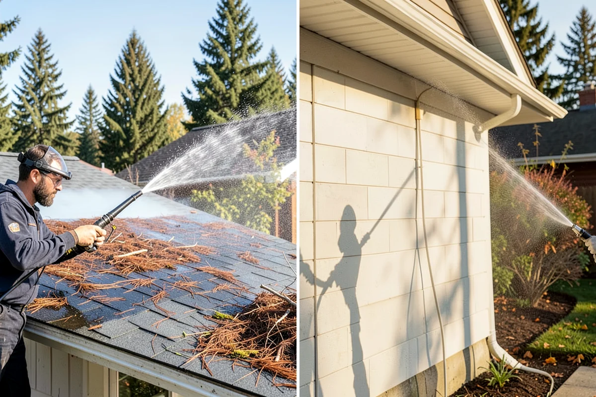 Concrete Patio Cleaning in Lake Forest Park, King County, WA - Move furniture and clear the slab of debris