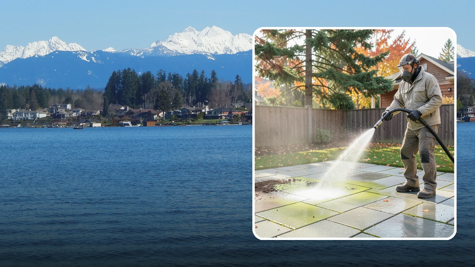 Concrete Patio Cleaning in Lake Stevens, Snohomish County, WA - Deep-clean concrete patios to lift the green algae haze that overcast Washington summers encourage.
