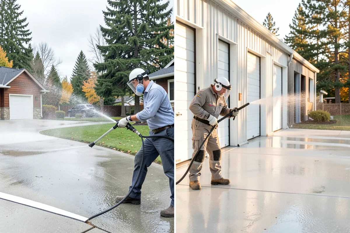 Concrete Patio Cleaning in Lakewood, Pierce County, WA - Move furniture and clear the slab of debris