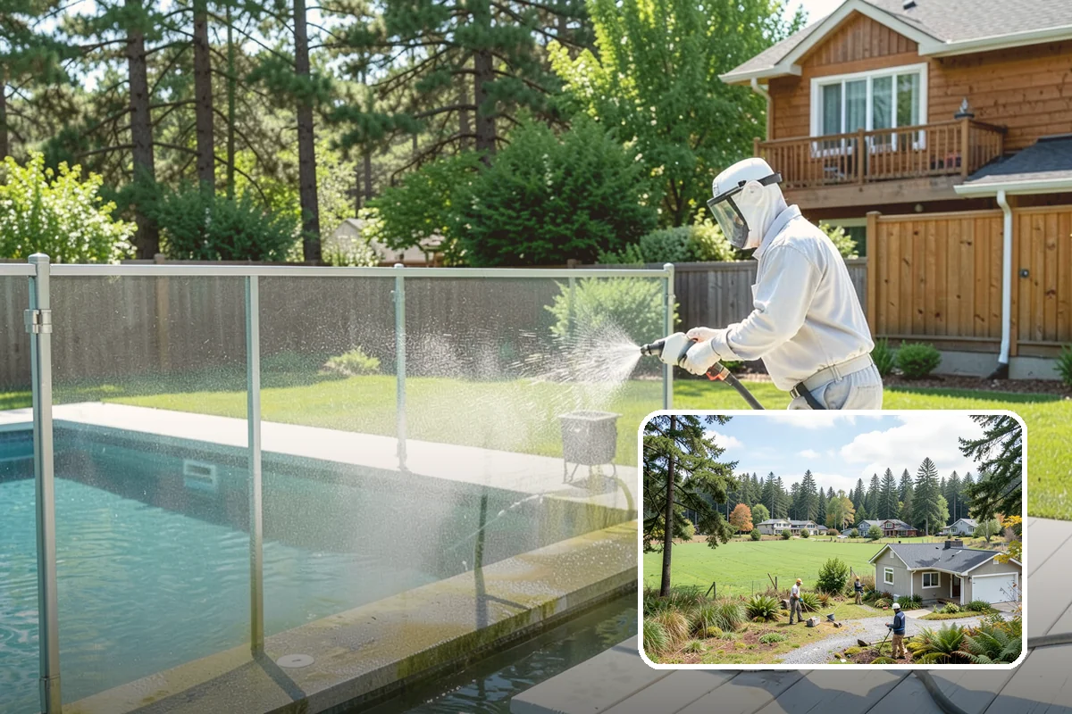 Concrete Patio Cleaning in Lyman, Skagit County, WA - Erases the green algae haze from the whole slab