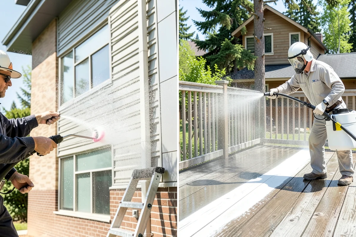 Concrete Patio Cleaning in Lyman, Skagit County, WA - Move furniture and clear the slab of debris