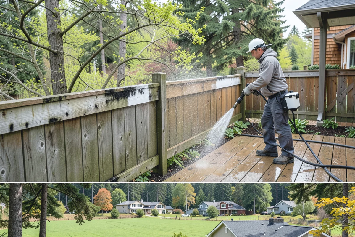Concrete Patio Cleaning in Lyman, Skagit County, WA - Clean concrete patios in late spring so they are ready for peak Northwest patio season.