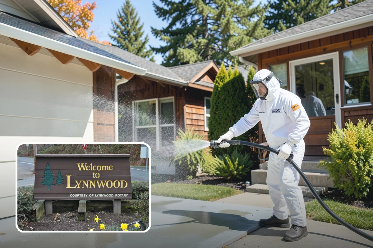 Concrete Patio Cleaning in Lynnwood, Snohomish County, WA - Erases the green algae haze from the whole slab