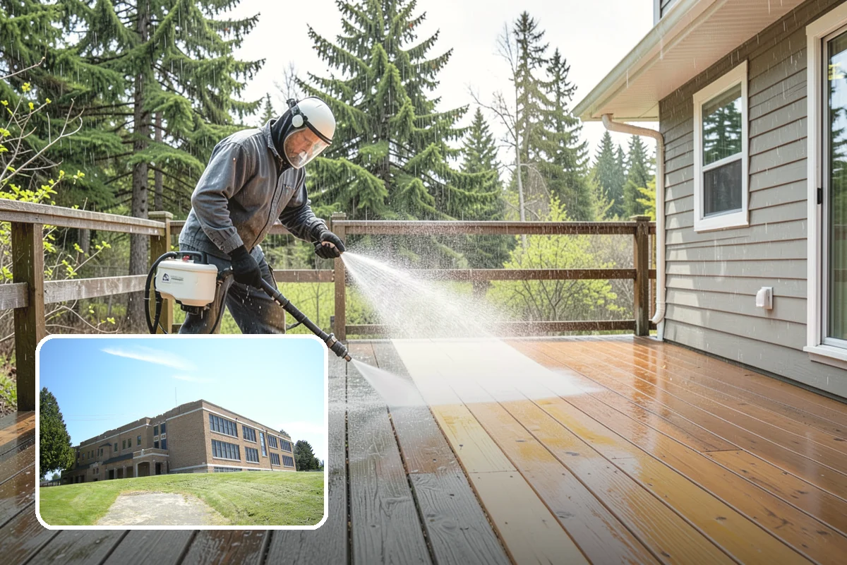 Concrete Patio Cleaning in Maple Valley, King County, WA - Erases the green algae haze from the whole slab