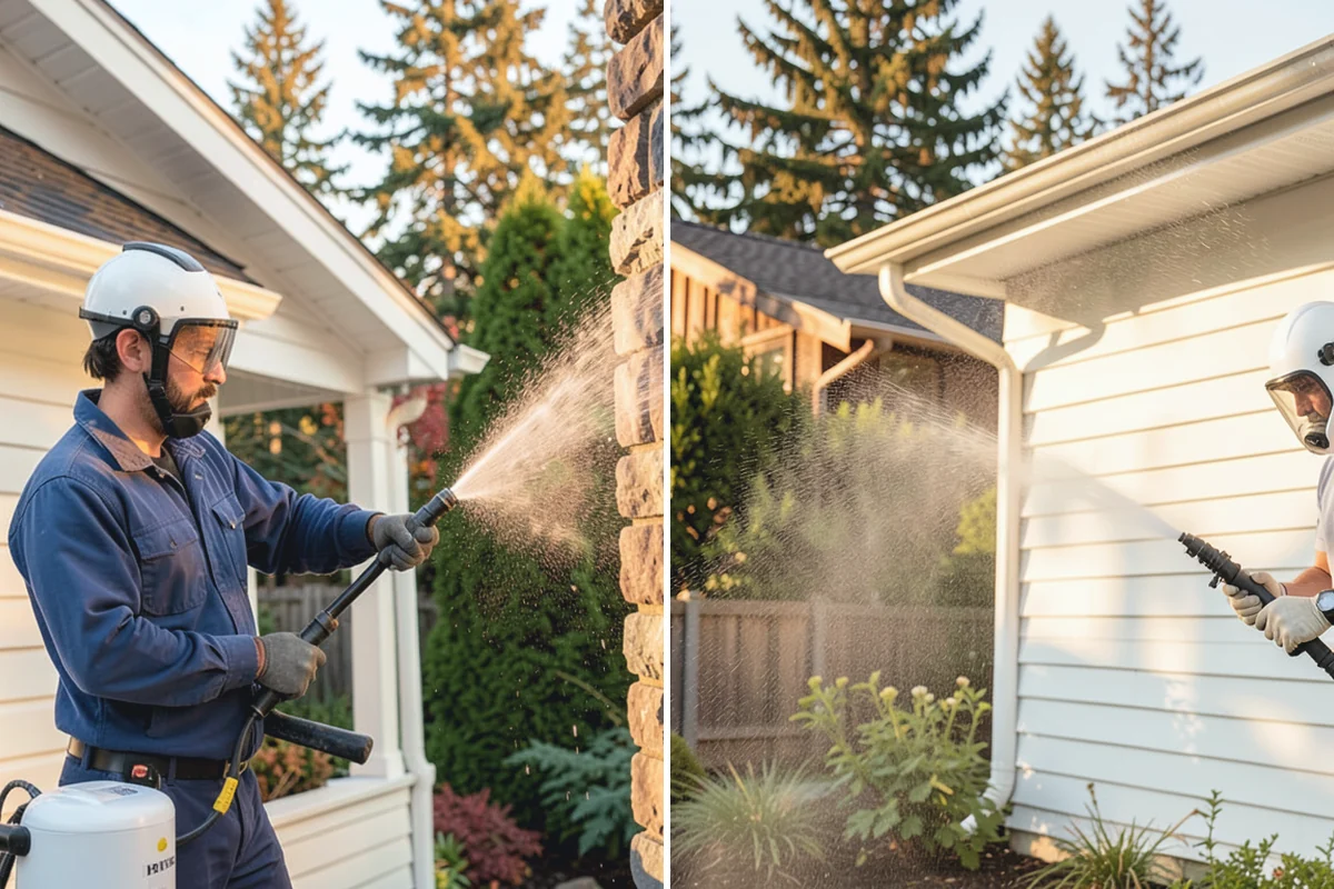 Concrete Patio Cleaning in Marysville, Snohomish County, WA - Move furniture and clear the slab of debris