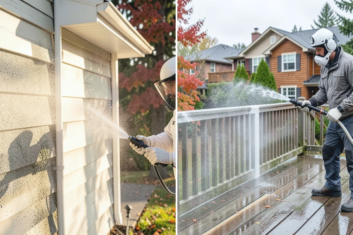 Concrete Patio Cleaning in Medina, King County, WA - Move furniture and clear the slab of debris