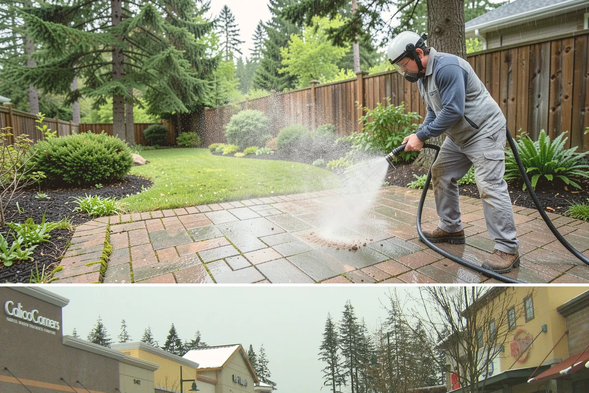 Concrete Patio Cleaning in Mill Creek, Snohomish County, WA - Clean concrete patios in late spring so they are ready for peak Northwest patio season.