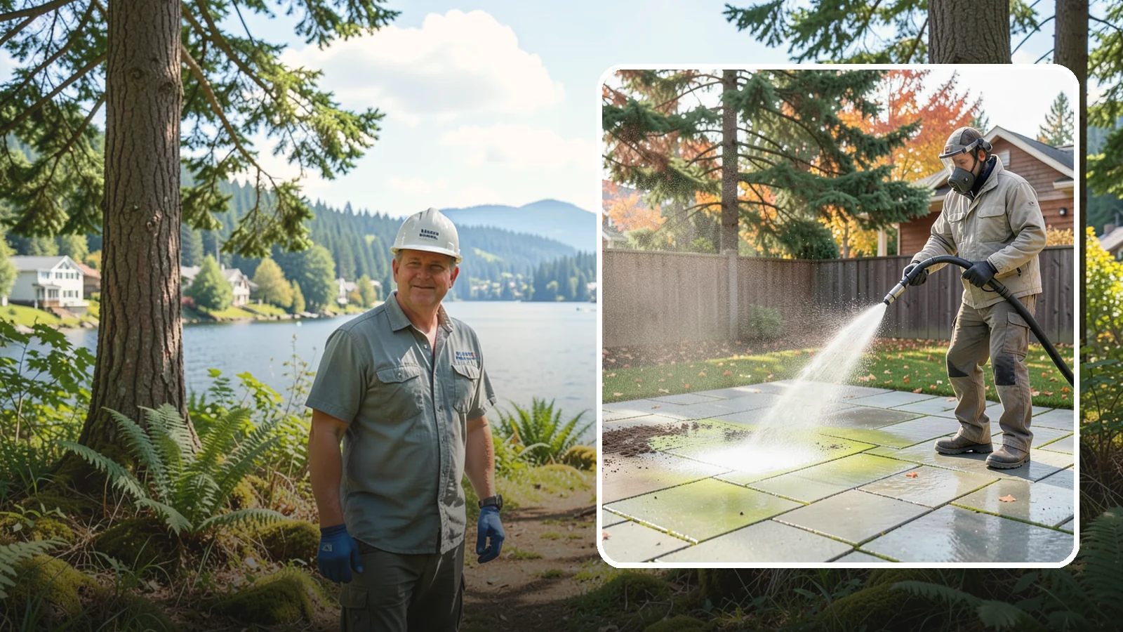 Concrete Patio Cleaning in Milton, King County, WA - Deep-clean concrete patios to lift the green algae haze that overcast Washington summers encourage.