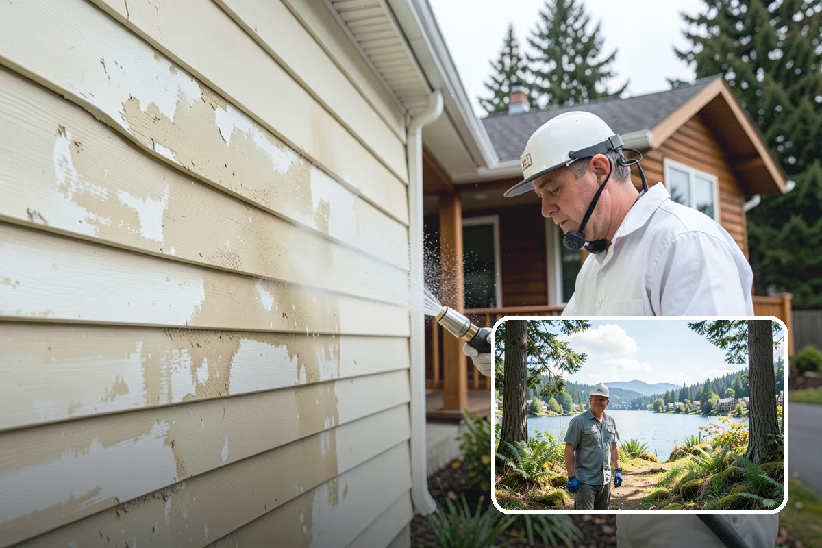Concrete Patio Cleaning in Milton, King County, WA - Erases the green algae haze from the whole slab