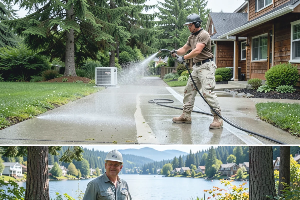 Concrete Patio Cleaning in Milton, King County, WA - Clean concrete patios in late spring so they are ready for peak Northwest patio season.