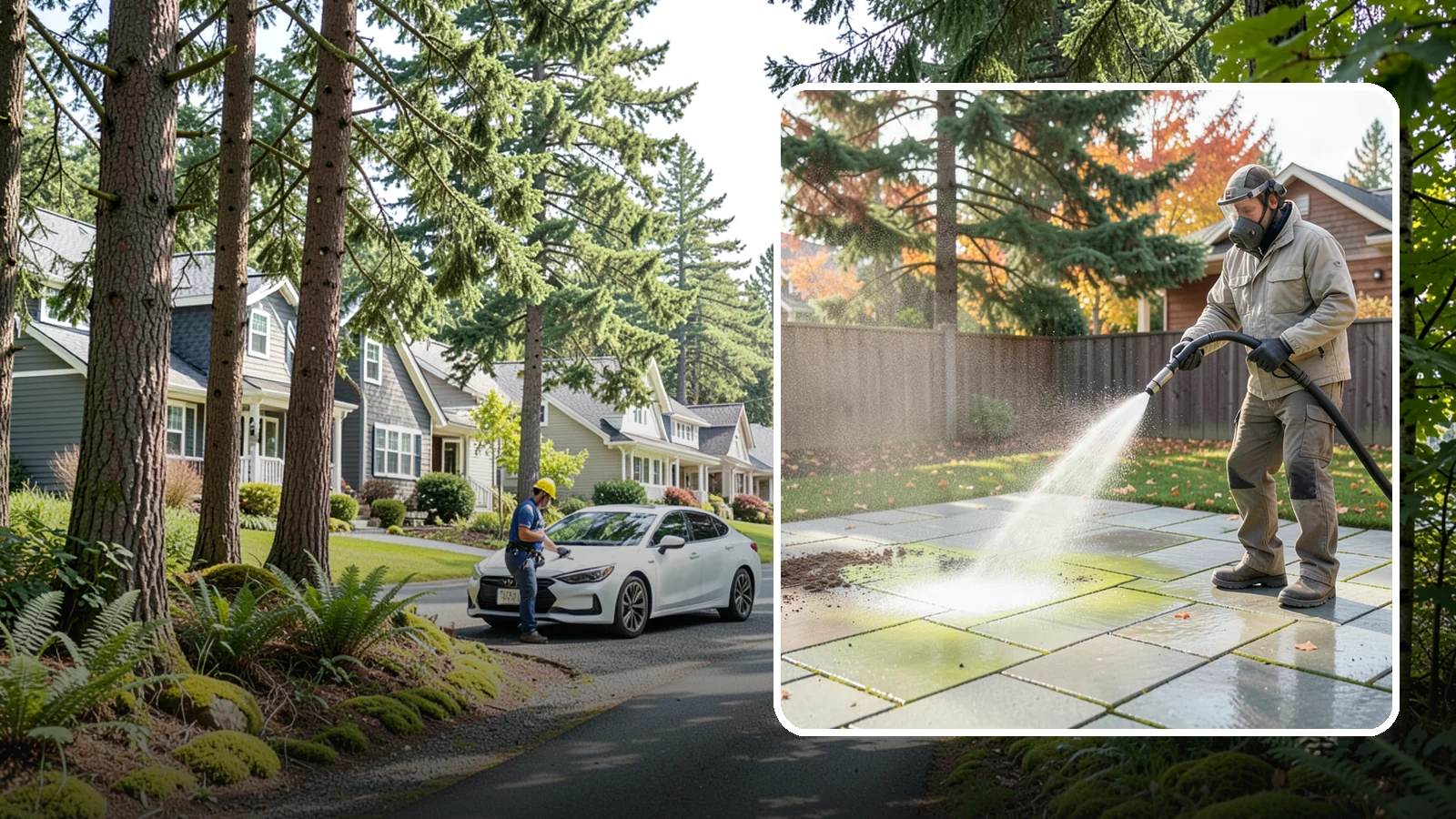 Concrete Patio Cleaning in Normandy Park, King County, WA - Deep-clean concrete patios to lift the green algae haze that overcast Washington summers encourage.