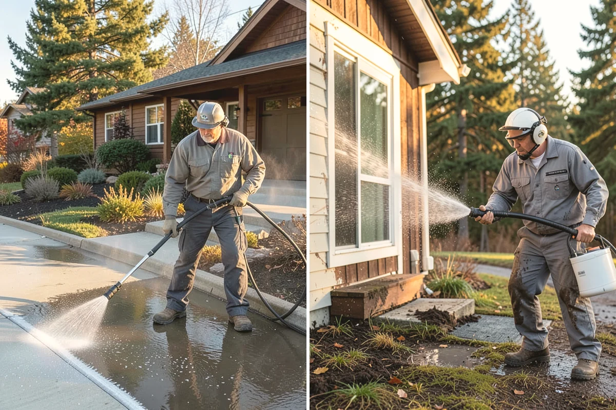 Concrete Patio Cleaning in Oak Harbor, Island County, WA - Move furniture and clear the slab of debris