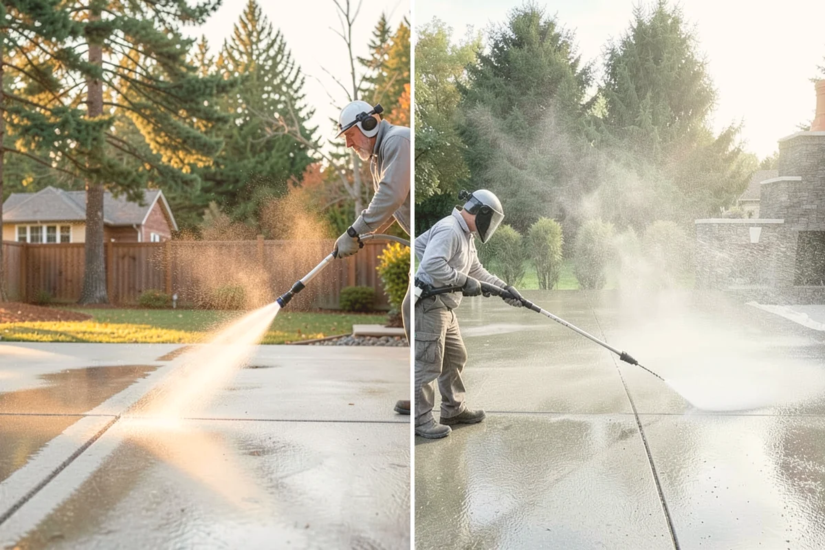 Concrete Patio Cleaning in Orting, Pierce County, WA - Move furniture and clear the slab of debris