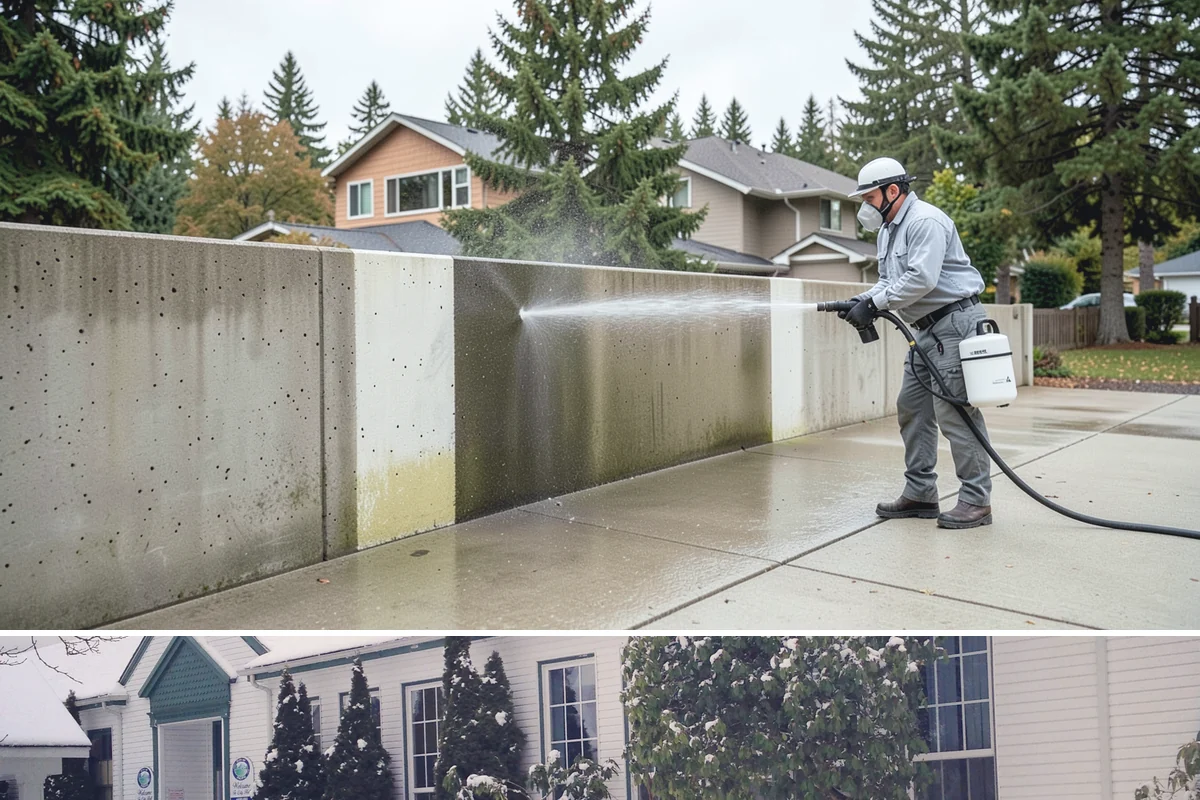 Concrete Patio Cleaning in Pacific, King County, WA - Clean concrete patios in late spring so they are ready for peak Northwest patio season.